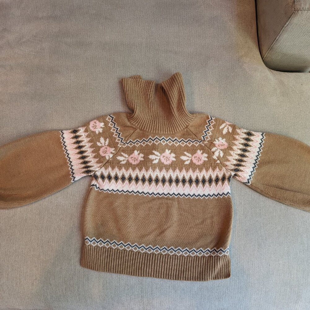 Janie and Jack Girls' Fair Isle Sweater, Size 4T